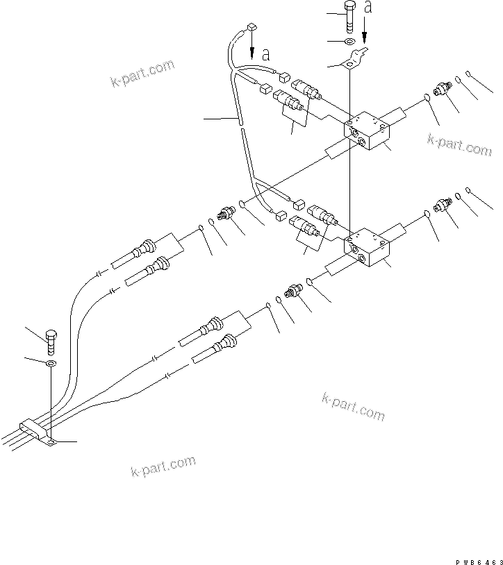 Komatsu parts book diagram for PC400LC-6 S/N 30001-UP: ATTACHMENT PPC LINE (PPC) (2 ACTUATOR)(#30119-)
