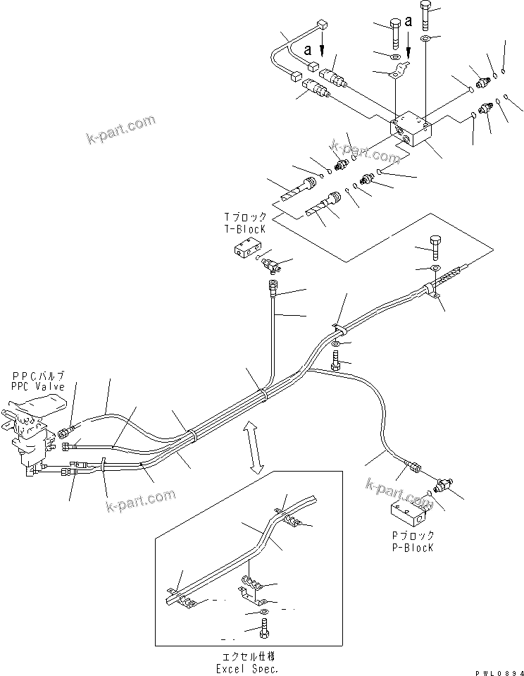 Komatsu parts book diagram for PC400LC-6 S/N 30001-UP: ATTACHMENT LINE (PPC) (1 ACTUATOR) (KIT)(#30119-)