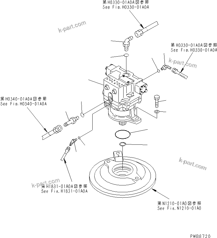 Komatsu parts book diagram for PC400LC-6 S/N 30001-UP: SWING MOTOR (CONNECTING PARTS)(#32001-)