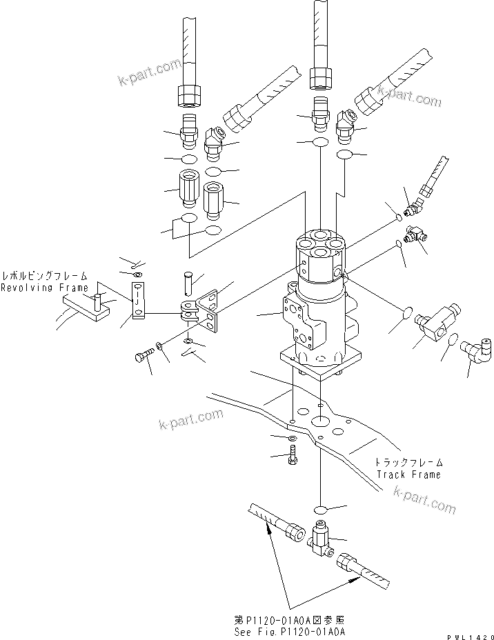 Komatsu parts book diagram for PC400LC-6 S/N 30001-UP: SWIVEL JOINT (CONNECTING PARTS) (TRAVEL SPEED 3RD)(#32250-)