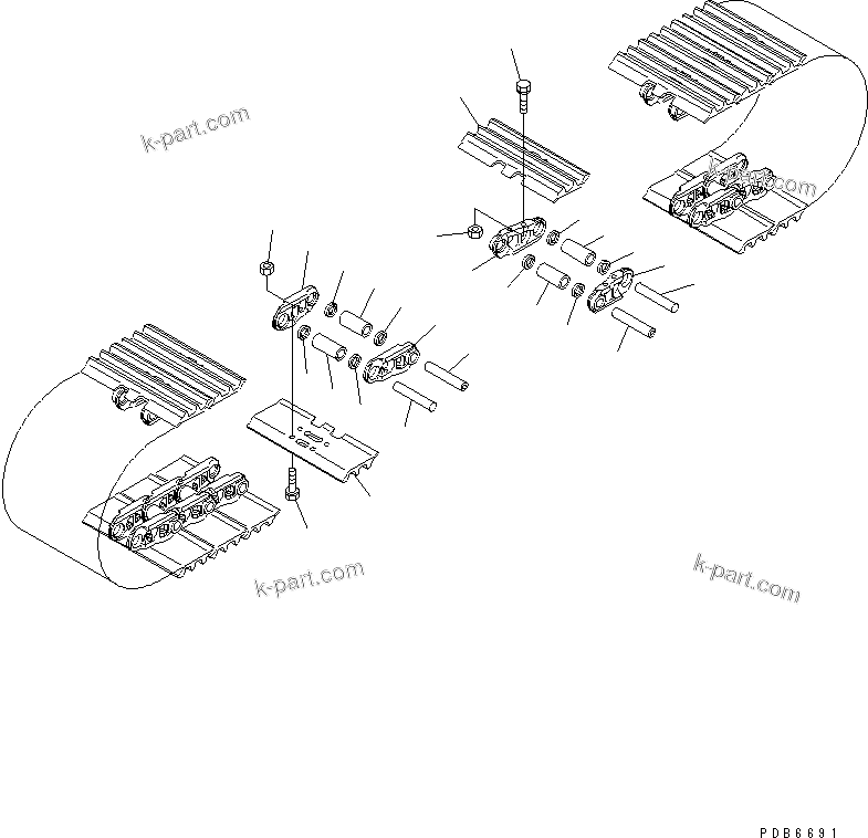 Komatsu parts book diagram for PC400LC-6 S/N 30001-UP: TRACK SHOE (TRIPLE GROUSER WITH HOLE) (600MM WIDE)