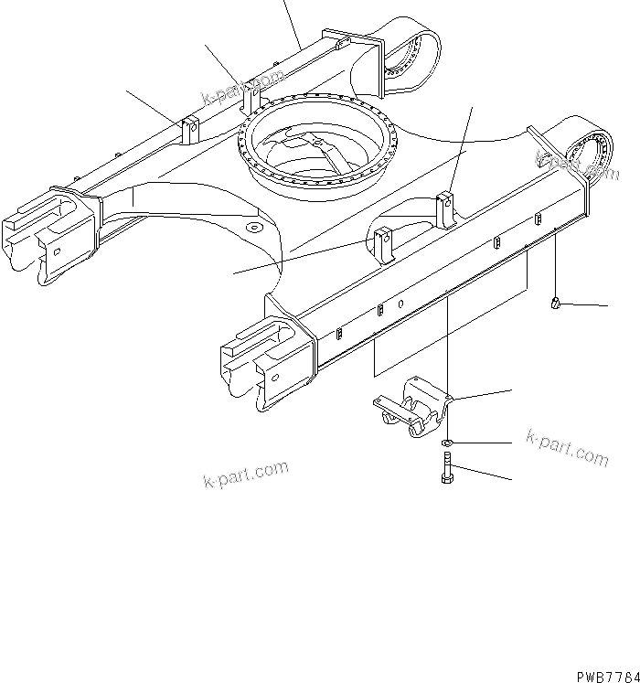 Komatsu parts book diagram for PC400LC-6 S/N 30001-UP: TRACK FRAME (CENTER GUARD)(#32001-32249)