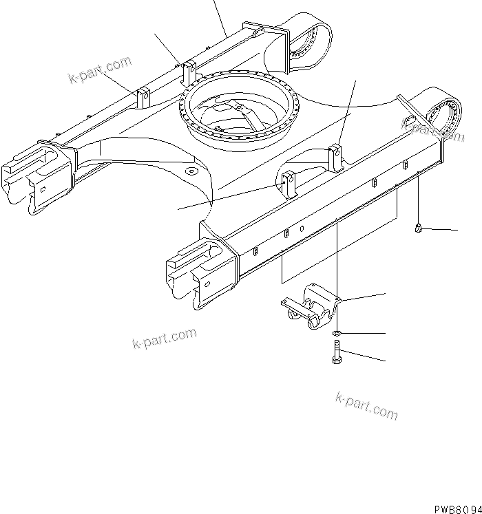 Komatsu parts book diagram for PC400LC-6 S/N 30001-UP: TRACK FRAME (CENTER GUARD) (FOR UNDER COVER)(#32001-32255)