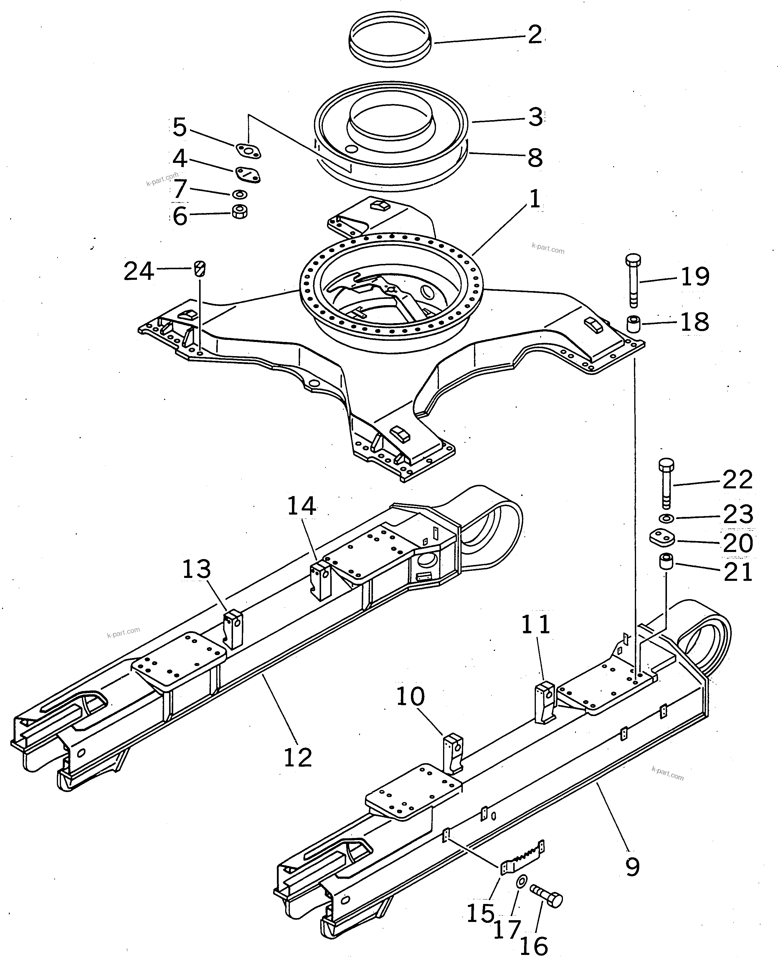 Komatsu parts book diagram for PC400LC-6 S/N 30001-UP: TRACK FRAME (VARIABLE GAUGE) (FOR UNDER COVER)(#30001-31999)