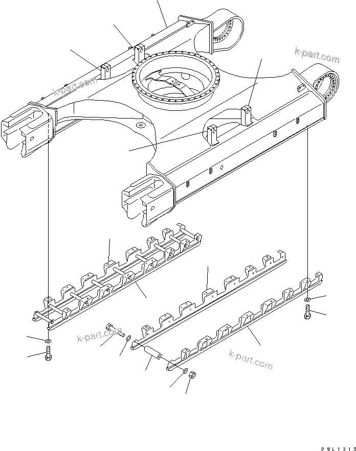Komatsu parts book diagram for PC400LC-6 S/N 30001-UP: TRACK FRAME (FULL ROLLER GUARD)(#32250-)