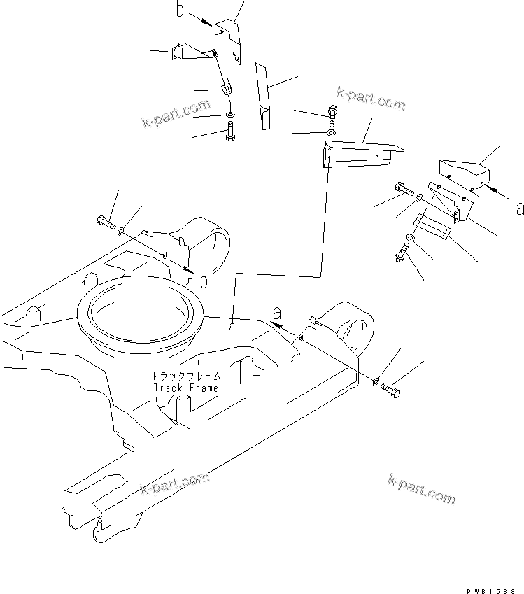 Komatsu parts book diagram for PC400LC-6 S/N 30001-UP: TRAVEL PIPING GUARD (FOR VARIABLE GAUGE)