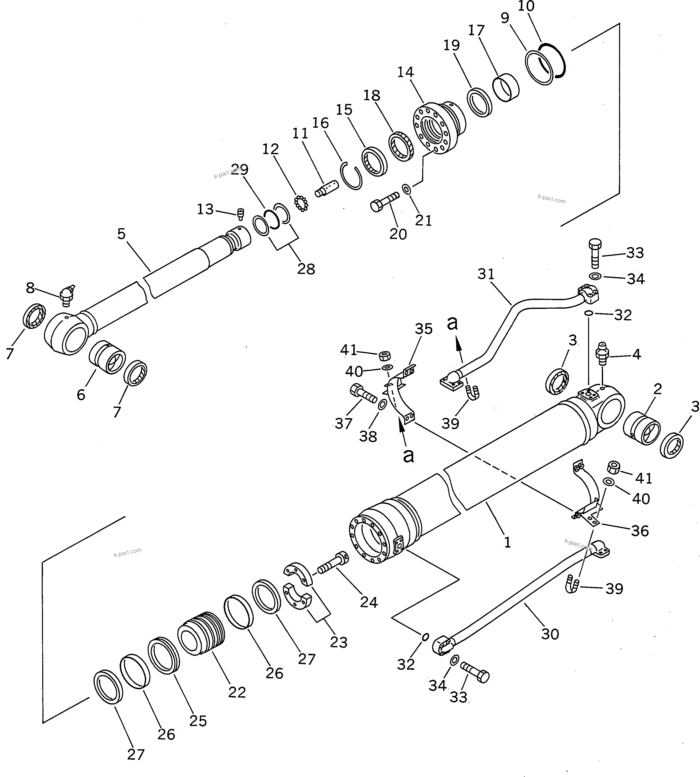 Komatsu parts book diagram for PC400LC-6 S/N 30001-UP: ARM CYLINDER (FOR 4.0M BOOM)