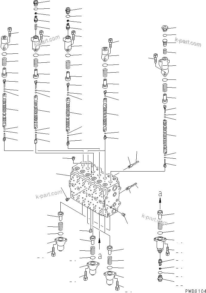 Komatsu parts book diagram for PC400LC-6 S/N 30001-UP: MAIN VALVE (1-ACTUATOR) (1/12)(#32001-)