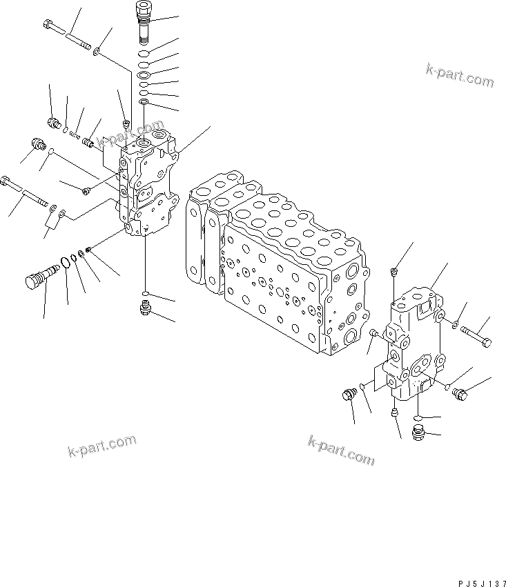 Komatsu parts book diagram for PC400LC-6 S/N 30001-UP: MAIN VALVE (2-ACTUATOR) (4/14) (FOR LOADER) (WITH DRIFT PRIVENTIVE)(#30001-31999)
