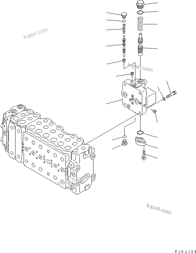 Komatsu parts book diagram for PC400LC-6 S/N 30001-UP: MAIN VALVE (2-ACTUATOR) (10/15)