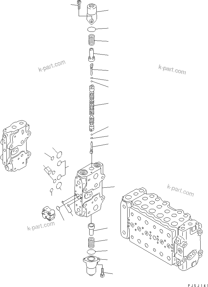 Komatsu parts book diagram for PC400LC-6 S/N 30001-UP: MAIN VALVE (2-ACTUATOR) (13/15)