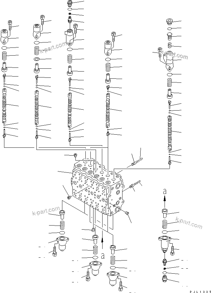 Komatsu parts book diagram for PC400LC-6 S/N 30001-UP: MAIN VALVE (2-ACTUATOR) (1/14) (FOR LOADER) (WITH DRIFT PRIVENTIVE)(#32001-)