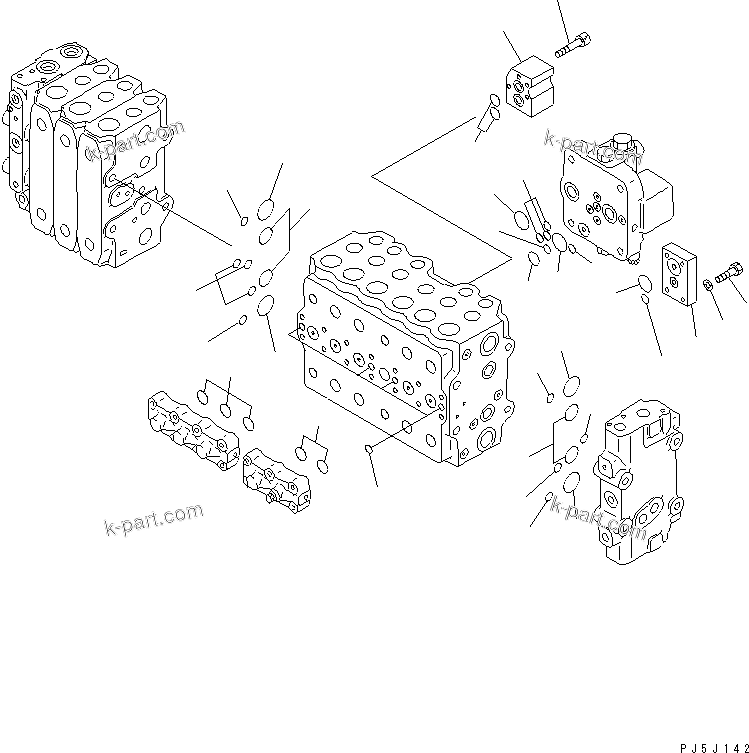 Komatsu parts book diagram for PC400LC-6 S/N 30001-UP: MAIN VALVE (3-ACTUATOR) (2/17)