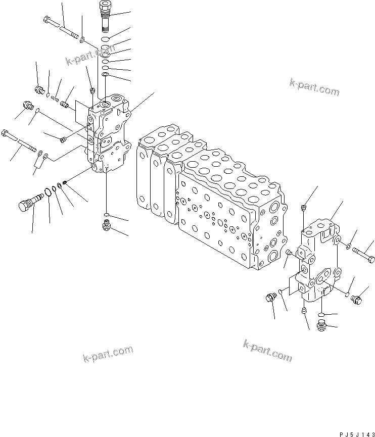 Komatsu parts book diagram for PC400LC-6 S/N 30001-UP: MAIN VALVE (3-ACTUATOR) (4/17)(#30001-31999)