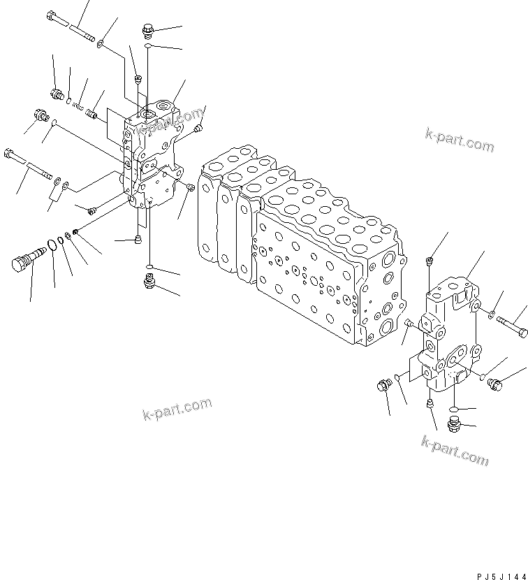 Komatsu parts book diagram for PC400LC-6 S/N 30001-UP: MAIN VALVE (3-ACTUATOR) (4/17)(#32001-)