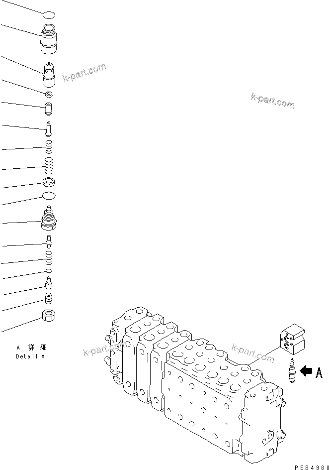 Komatsu parts book diagram for PC400LC-6 S/N 30001-UP: MAIN VALVE (3-ACTUATOR) (9/17)