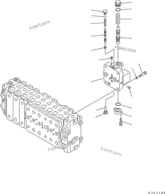 Komatsu parts book diagram for PC400LC-6 S/N 30001-UP: MAIN VALVE (3-ACTUATOR) (10/17)