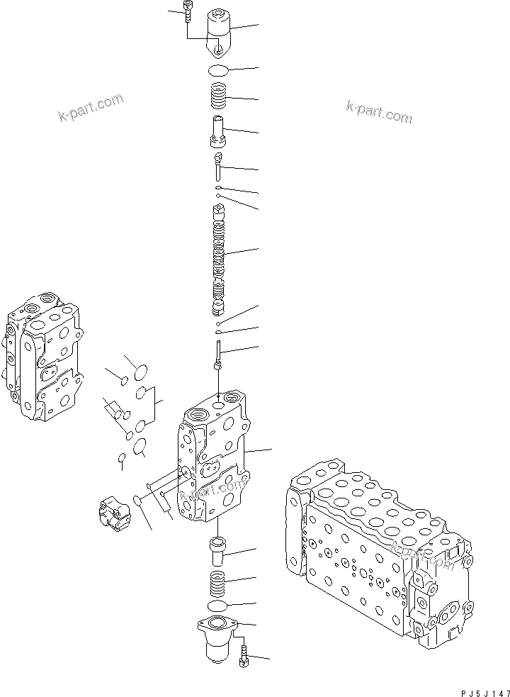 Komatsu parts book diagram for PC400LC-6 S/N 30001-UP: MAIN VALVE (3-ACTUATOR) (13/17)