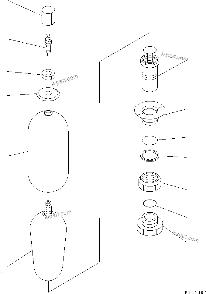 Komatsu parts book diagram for PC400LC-6 S/N 30001-UP: ACCUMULATOR (AL300-1) (INNER PARTS)
