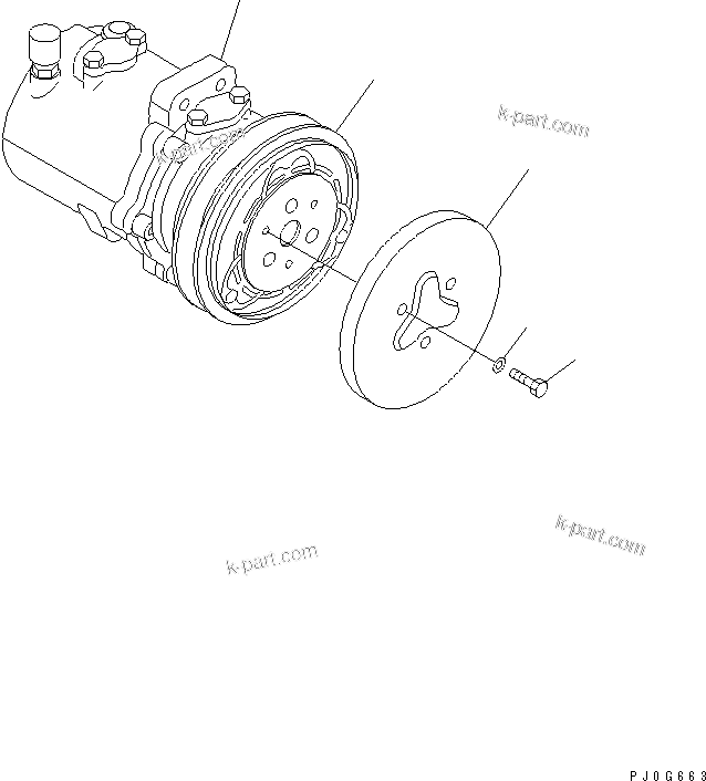 Komatsu parts book diagram for PC400LC-6 S/N 30001-UP: AIR COMPRESSOR UNIT (FOR AIR CONDITIONER)(#30001-31999)
