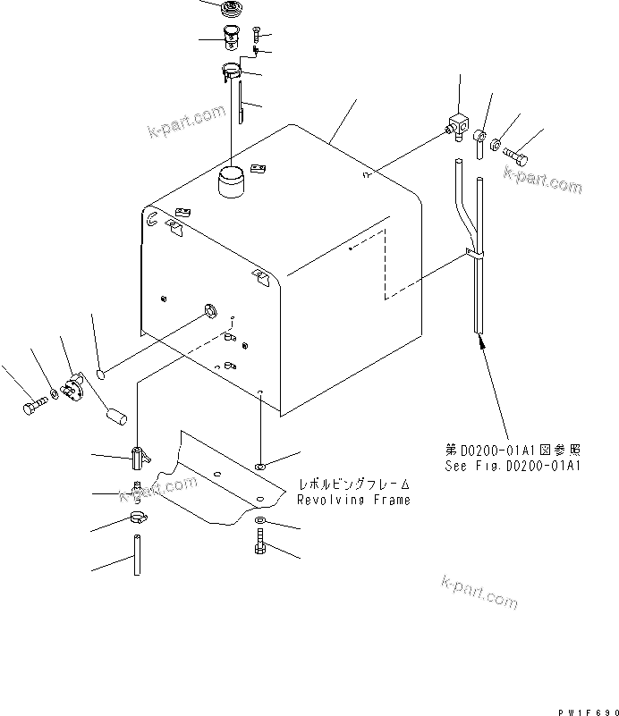 Komatsu parts book diagram for PC400LC-6 S/N 30001-UP (SAA6D125E-2 (Emission) Eng. Installed): FUEL TANK(#32250-)