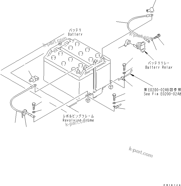 Komatsu parts book diagram for PC400LC-6 S/N 30001-UP (SAA6D125E-2 (Emission) Eng. Installed): WIRING (BATTERY CASE SIDE)(#32488-)
