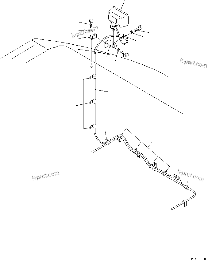 Komatsu parts book diagram for PC400LC-6 S/N 30001-UP (SAA6D125E-2 (Emission) Eng. Installed): REAR WORK LAMP(#32012-)