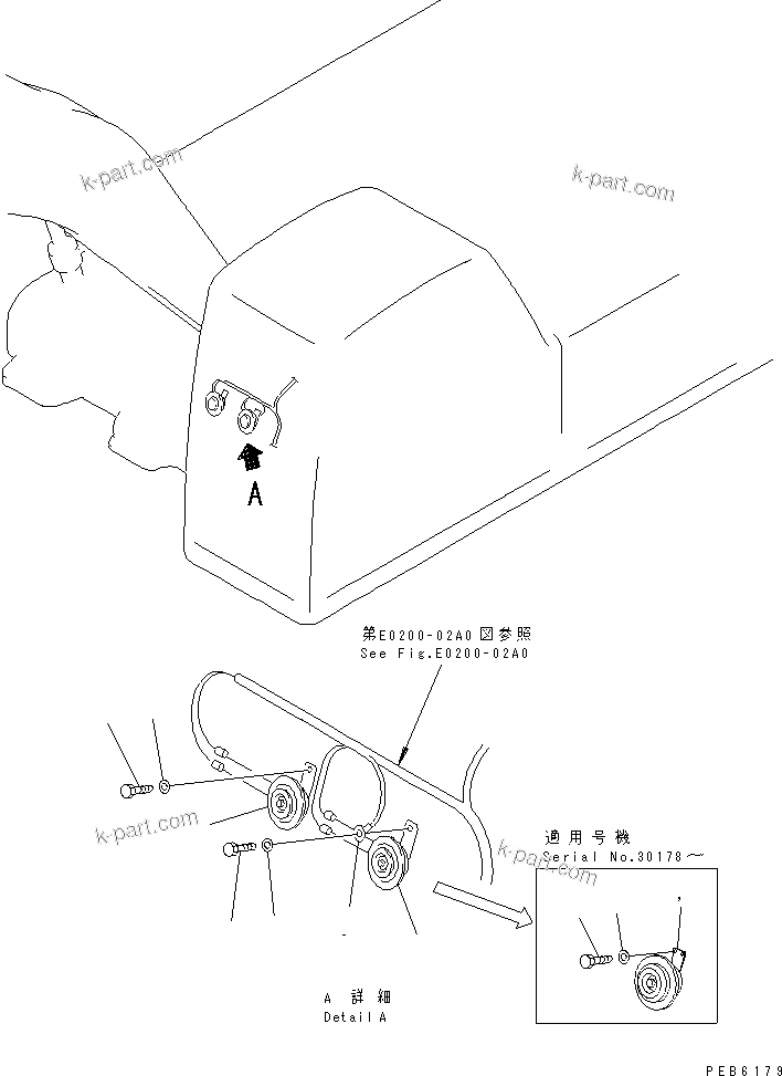 Komatsu parts book diagram for PC400LC-6 S/N 30001-UP (SAA6D125E-2 (Emission) Eng. Installed): HORN