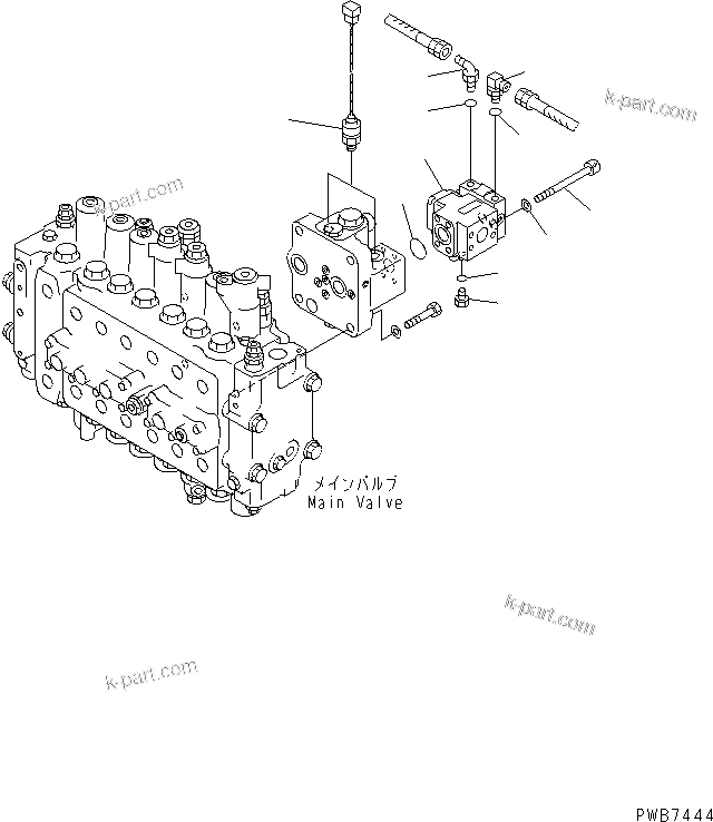 Komatsu parts book diagram for PC400LC-6 S/N 30001-UP (SAA6D125E-2 (Emission) Eng. Installed): MAIN VALVE (SENSOR)(#32001-)