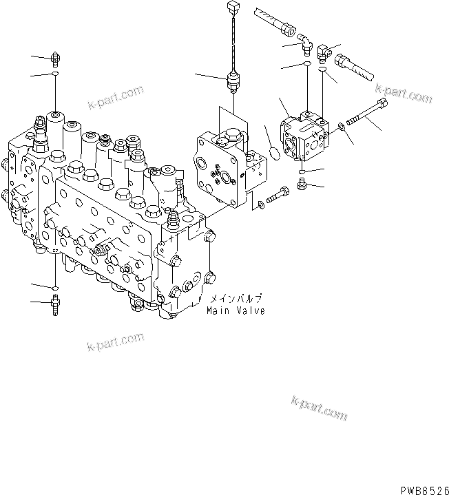 Komatsu parts book diagram for PC400LC-6 S/N 30001-UP (SAA6D125E-2 (Emission) Eng. Installed): MAIN VALVE (SENSOR) (1 ACTUATOR)(#32001-)