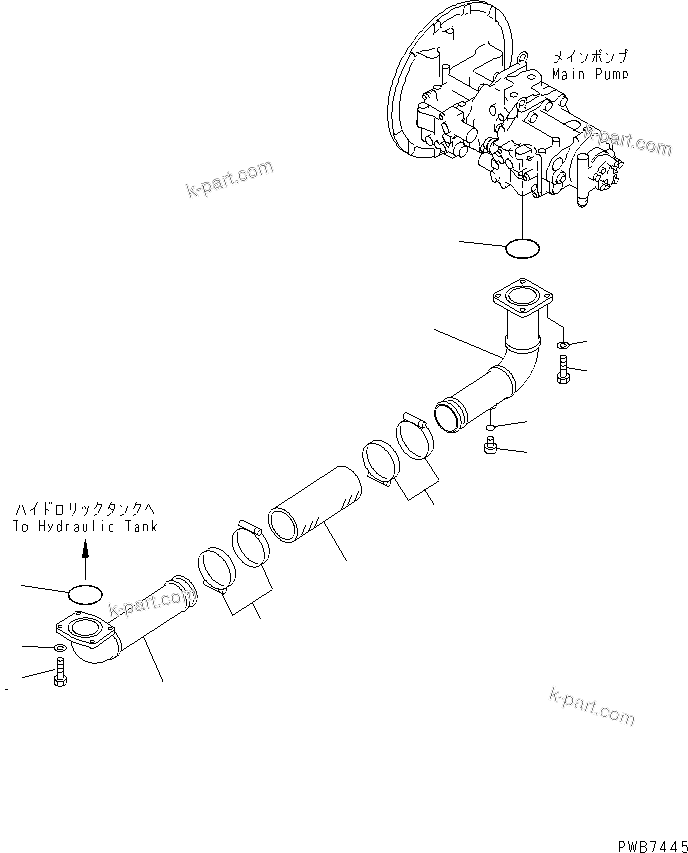 Komatsu parts book diagram for PC400LC-6 S/N 30001-UP (SAA6D125E-2 (Emission) Eng. Installed): SUCTION LINE(#32001-)