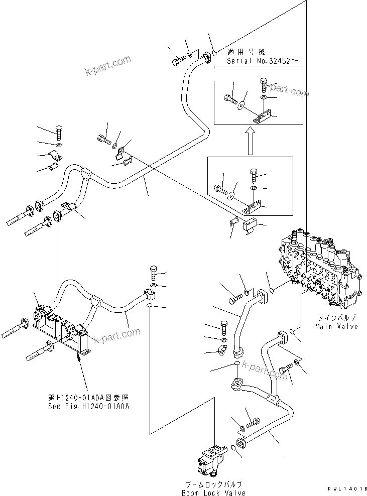 Komatsu parts book diagram for PC400LC-6 S/N 30001-UP (SAA6D125E-2 (Emission) Eng. Installed): BOOM LINE (VALVE BOOM LINE)(#32250-)