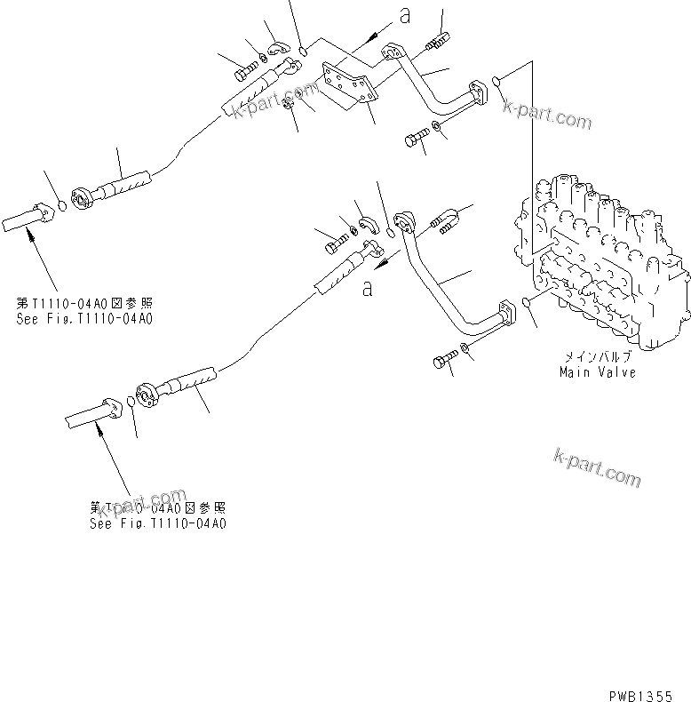 Komatsu parts book diagram for PC400LC-6 S/N 30001-UP (SAA6D125E-2 (Emission) Eng. Installed): ARM AND BUCKET LINE (VALVE BUCKET LINE)