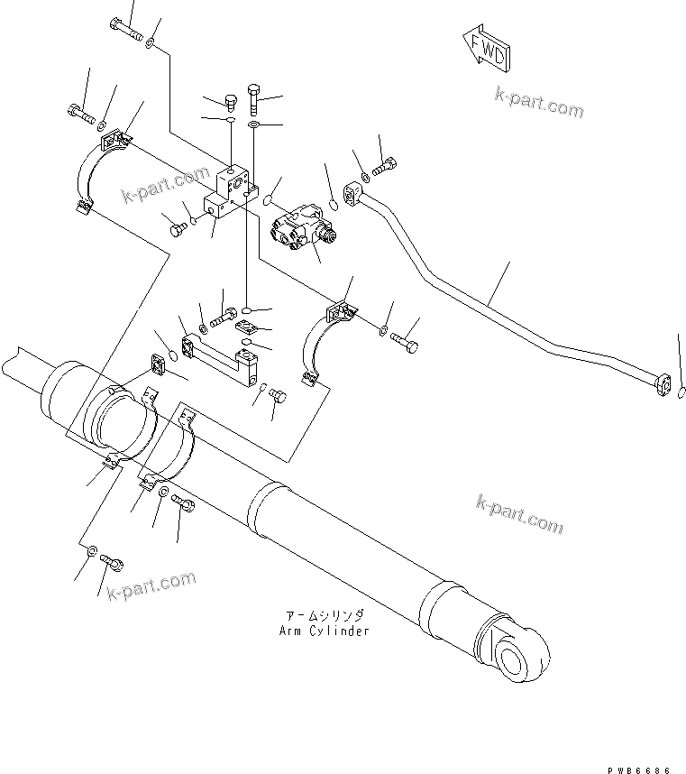 Komatsu parts book diagram for PC400LC-6 S/N 30001-UP (SAA6D125E-2 (Emission) Eng. Installed): DRIFT PRIVENTIVE (BOOM AND ARM) (LOCK VALVE) (FOR HD BOOM)(#30119-)