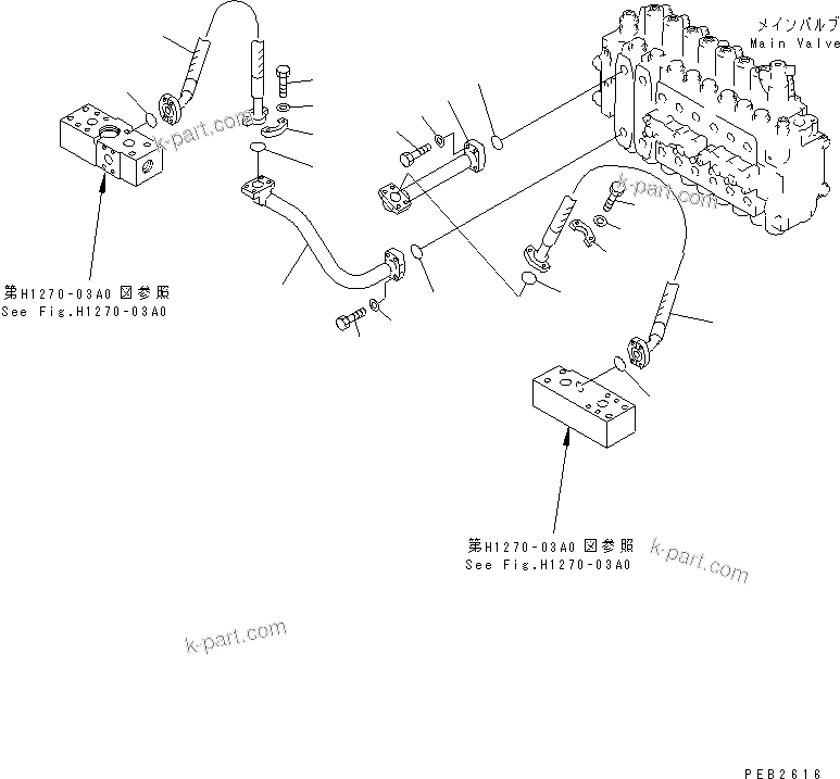 Komatsu parts book diagram for PC400LC-6 S/N 30001-UP (SAA6D125E-2 (Emission) Eng. Installed): ATTACHMENT LINE (VALVE SIDE)