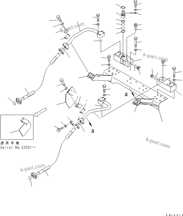 Komatsu parts book diagram for PC400LC-6 S/N 30001-UP (SAA6D125E-2 (Emission) Eng. Installed): ATTACHMENT LINE (2 ACTUATOR) (CROSS VALVE AND BRACKET)(#30001-32569)