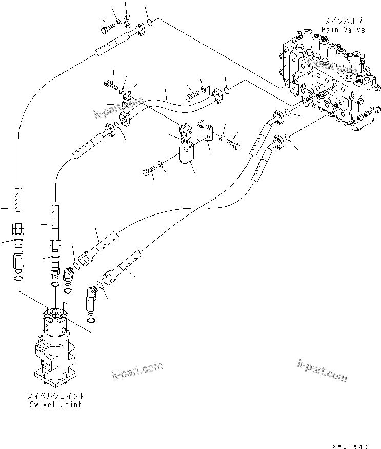 Komatsu parts book diagram for PC400LC-6 S/N 30001-UP (SAA6D125E-2 (Emission) Eng. Installed): TRAVEL LINE(#32250-)