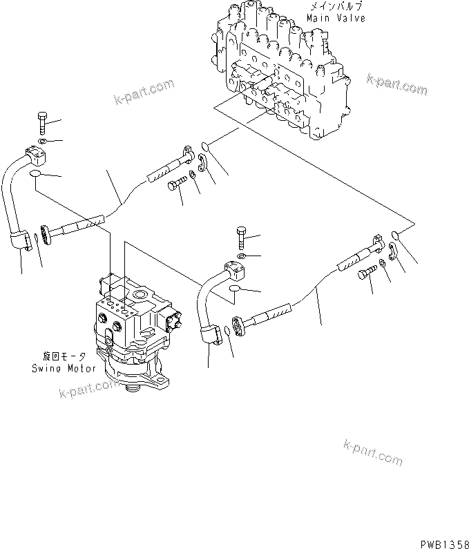 Komatsu parts book diagram for PC400LC-6 S/N 30001-UP (SAA6D125E-2 (Emission) Eng. Installed): SWING LINE