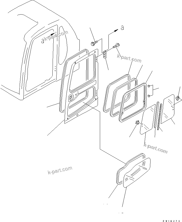 Komatsu parts book diagram for PC400LC-6 S/N 30001-UP (SAA6D125E-2 (Emission) Eng. Installed): OPERATOR'S CAB (DOOR) (FOR VANDALISM PROTECTION)(#32488-)