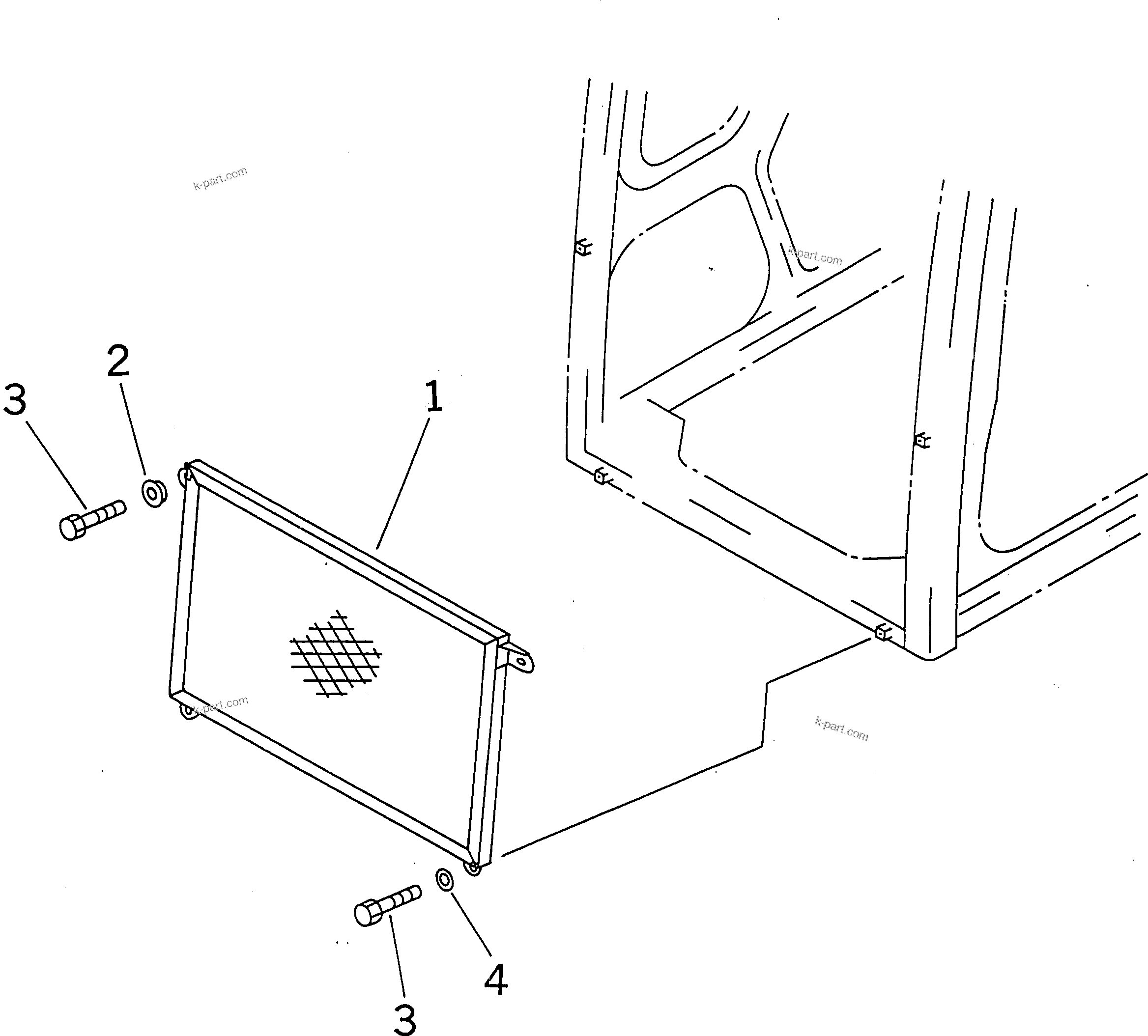 Komatsu parts book diagram for PC400LC-6 S/N 30001-UP (SAA6D125E-2 (Emission) Eng. Installed): FRONT GUARD (HALF) (LOWER)