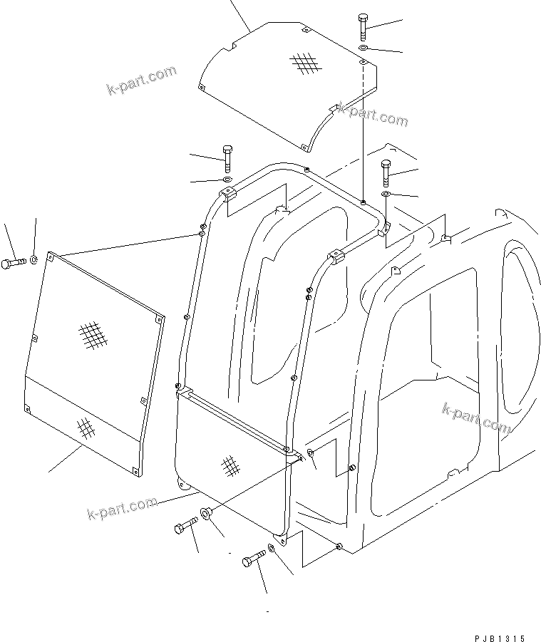 Komatsu parts book diagram for PC400LC-6 S/N 30001-UP (SAA6D125E-2 (Emission) Eng. Installed): FRONT GUARD (FULL)