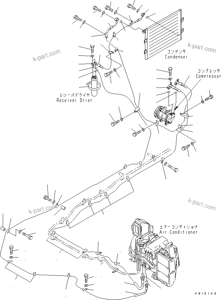 Komatsu parts book diagram for PC400LC-6 S/N 30001-UP (SAA6D125E-2 (Emission) Eng. Installed): AIR CONDITIONER (COOLING LINES)(#32488-)
