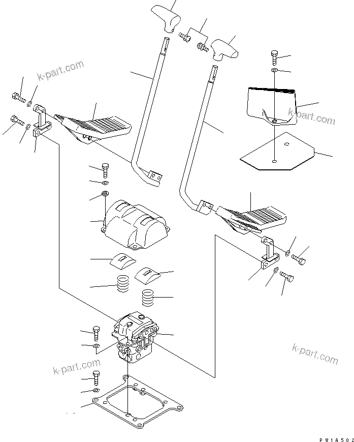 Komatsu parts book diagram for PC400LC-6 S/N 30001-UP (SAA6D125E-2 (Emission) Eng. Installed): FLOOR FRAME (TRAVEL LEVER) (1 ACTUATOR)(#32488-)