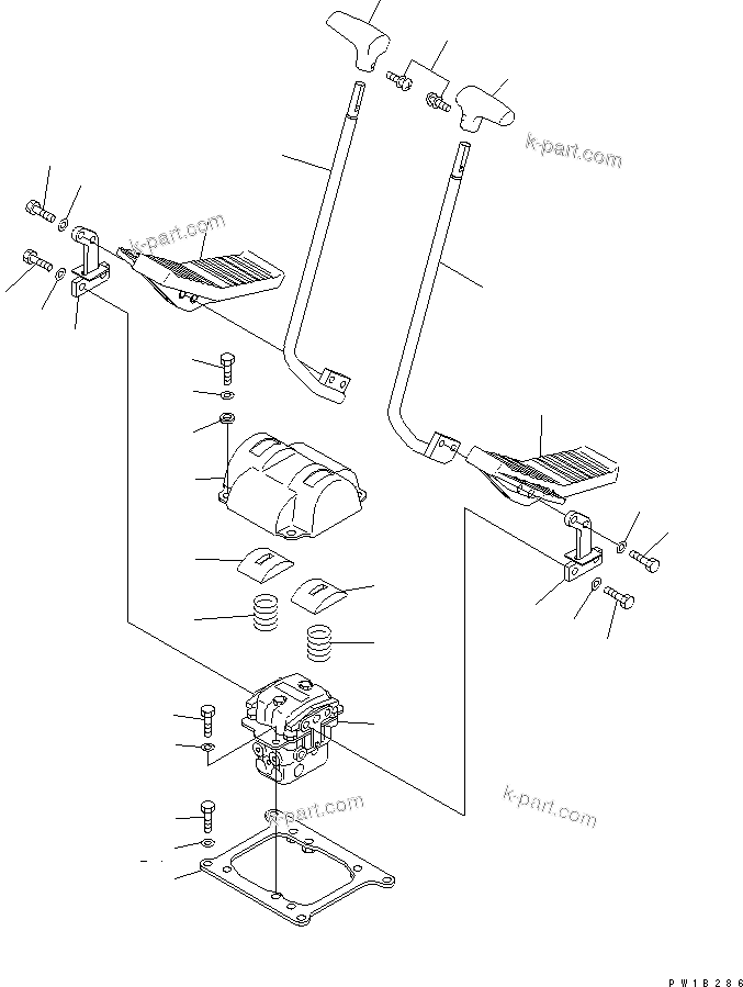 Komatsu parts book diagram for PC400LC-6 S/N 30001-UP (SAA6D125E-2 (Emission) Eng. Installed): FLOOR FRAME (TRAVEL LEVER) (2 ACTUATOR)(#32488-)