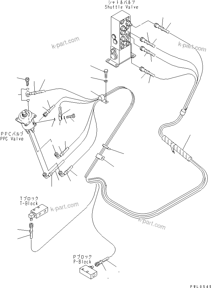 Komatsu parts book diagram for PC400LC-6 S/N 30001-UP (SAA6D125E-2 (Emission) Eng. Installed): FLOOR FRAME (PPC WORK LINE) (HOSE)(#32488-)