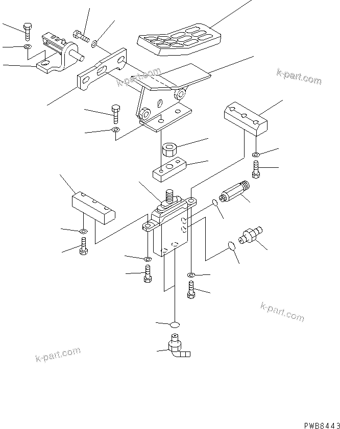 Komatsu parts book diagram for PC400LC-6 S/N 30001-UP (SAA6D125E-2 (Emission) Eng. Installed): FLOOR FRAME (ATTACHMENT CONTROL PEDAL) (1 ACTUATOR)(#32488-)