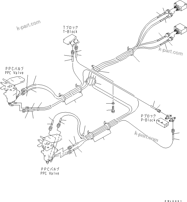 Komatsu parts book diagram for PC400LC-6 S/N 30001-UP (SAA6D125E-2 (Emission) Eng. Installed): FLOOR FRAME (ATTACHMENT PPC LINE) (PPC) (2 ACTUATOR)(#32488-)