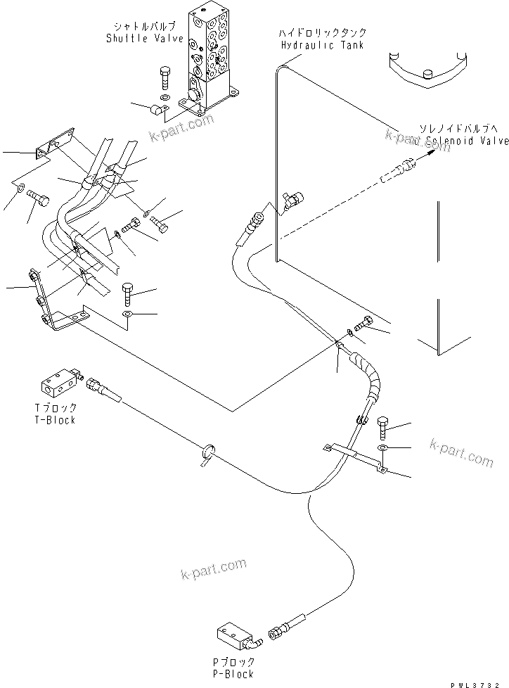 Komatsu parts book diagram for PC400LC-6 S/N 30001-UP (SAA6D125E-2 (Emission) Eng. Installed): PPC WORK LINE (CLAMP)(#32001-)