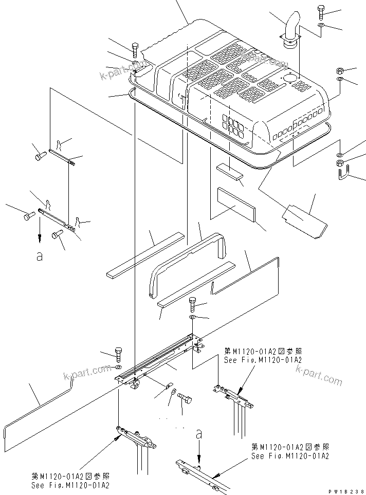 Komatsu parts book diagram for PC400LC-6 S/N 30001-UP (SAA6D125E-2 (Emission) Eng. Installed): HOOD(#32488-)