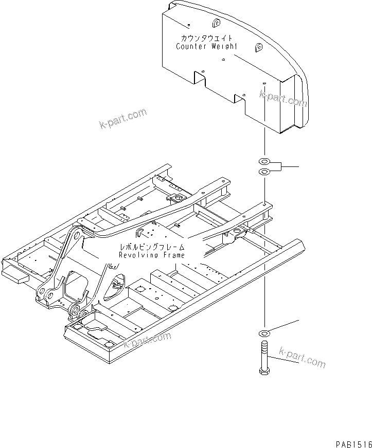 Komatsu parts book diagram for PC400LC-6 S/N 30001-UP (SAA6D125E-2 (Emission) Eng. Installed): COUNTER WEIGHT MOUNTING
